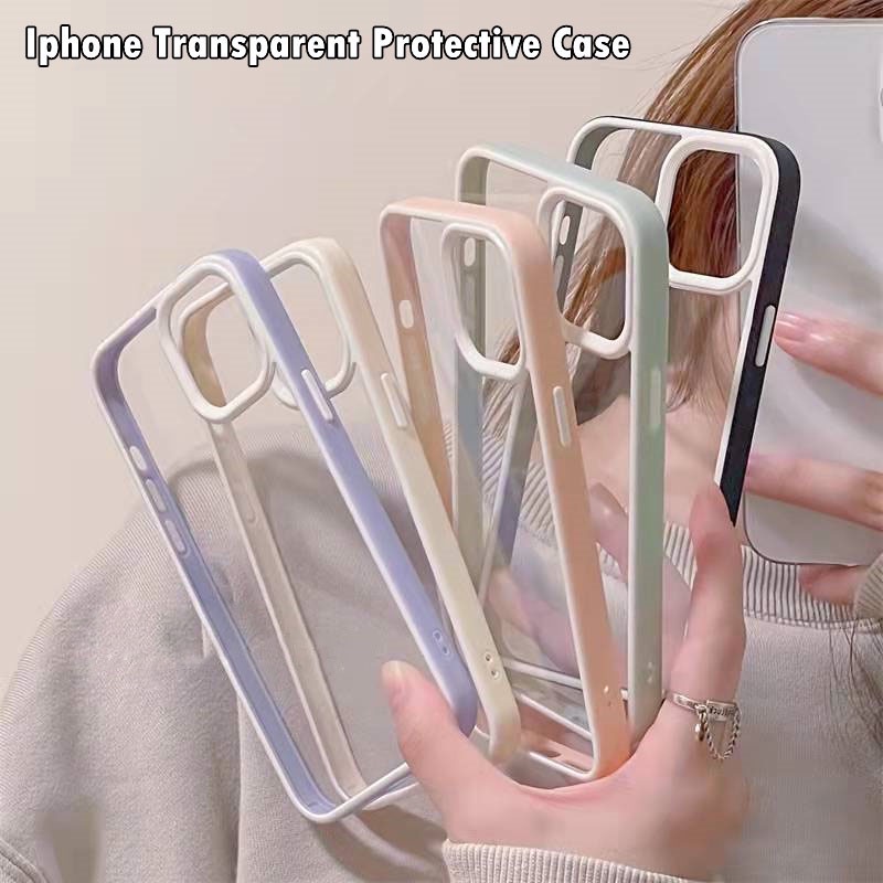 Hard Case Bahan Silikon Akrilik Transparan Tahan Banting Untuk iPhone 14 Pro Max 13 Pro Max 11 12 Max 13Pro