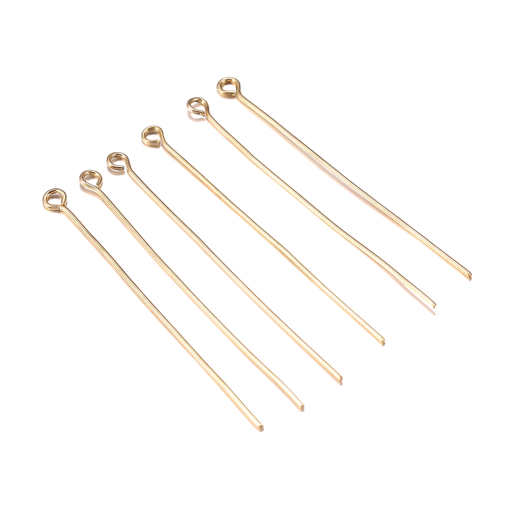 200pcs Pin Eye Head 16 20 25 30 35 40 45 50mm Warna Gold Silver Untuk Membuat Perhiasan Diy