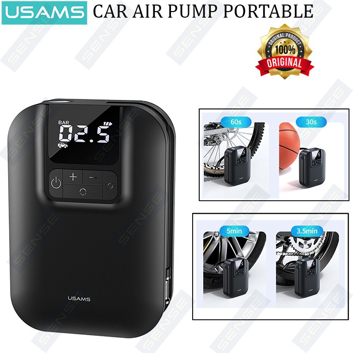 Usams Car Air Compressor Mini Digital Auto Air Inflatable Pump Zb-215