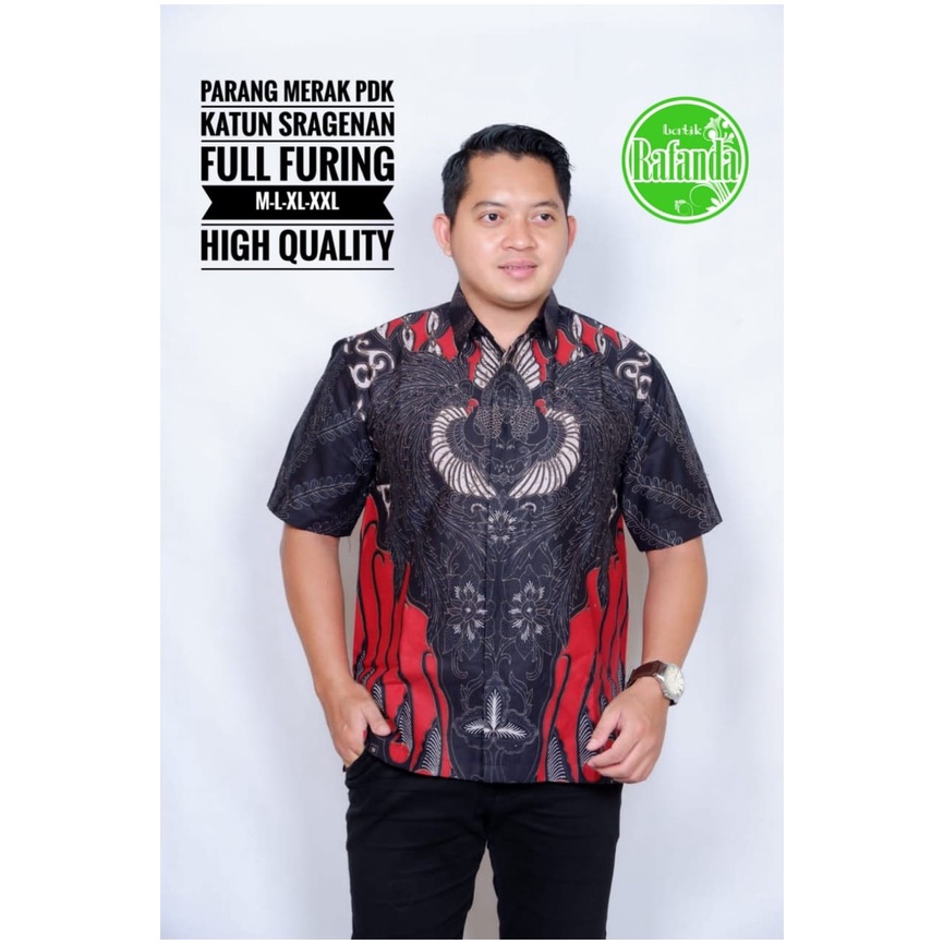 PARANG MERAK RAFANDA BATIKSOLOAMANAH BAJU KEMEJA BATIK SOLO PRIA LENGAN PENDEK PANJANG LAPIS FURING ATASAN BATIK PREMIUM MODERN KATUN HALUS WARDANA PRABU  SEKTI MERAH KARYA WARNA MERAK TLOMPO ALDIFA WAYANG BIRU DAUN MELATI PEKSI GEDE KLANGENAN BIRU WARNA