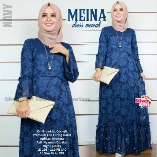 Baju dress gamis mewah Meina brokat