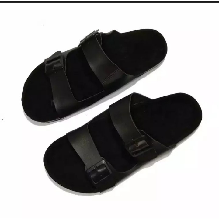 Sandal Pria CASUAL Gesper2 Full Black Casual Gaya Trendy