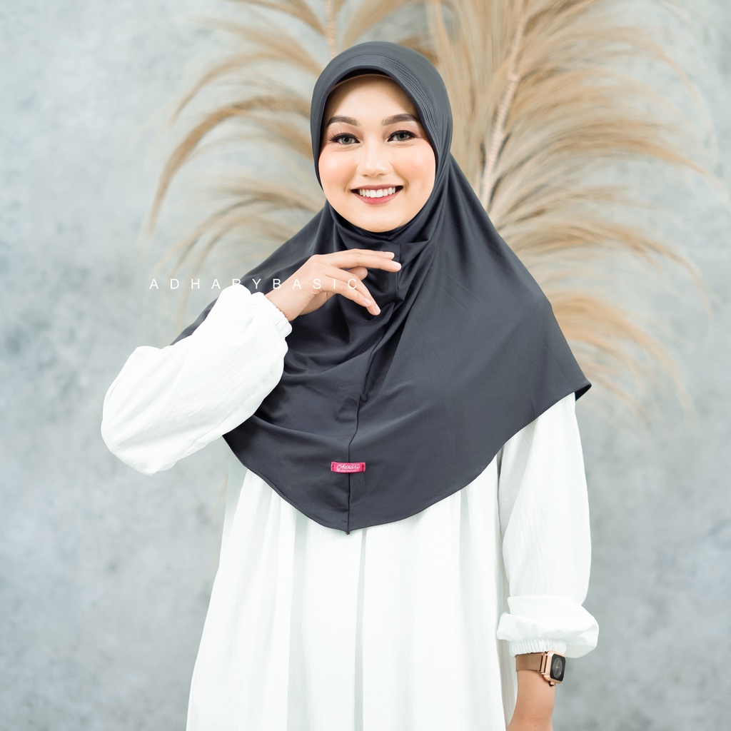 Adhary - Hijab Instan Kerudung Bergo Hamidah Bahan Spandek Jersey Jumbo Menutup Dada Khimar Olahraga