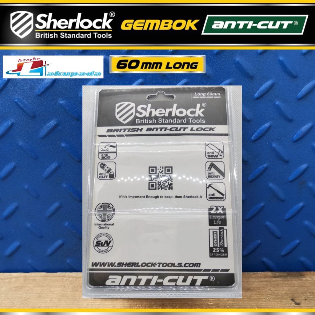 Gembok Original Sherlock British Anti-Cut Lock Long 60mm