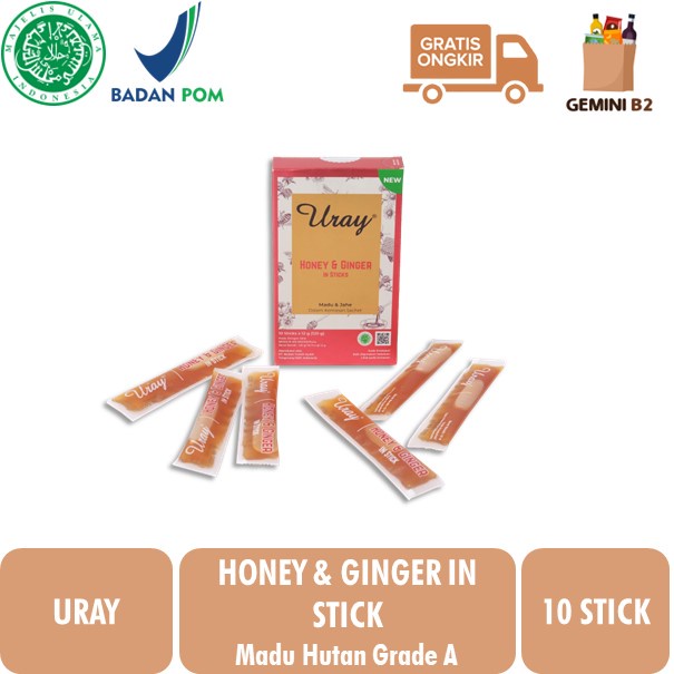 

Madu Uray Raw Honey / Madu Hutan In Sticks (Sachets) Ginger 10x12gr