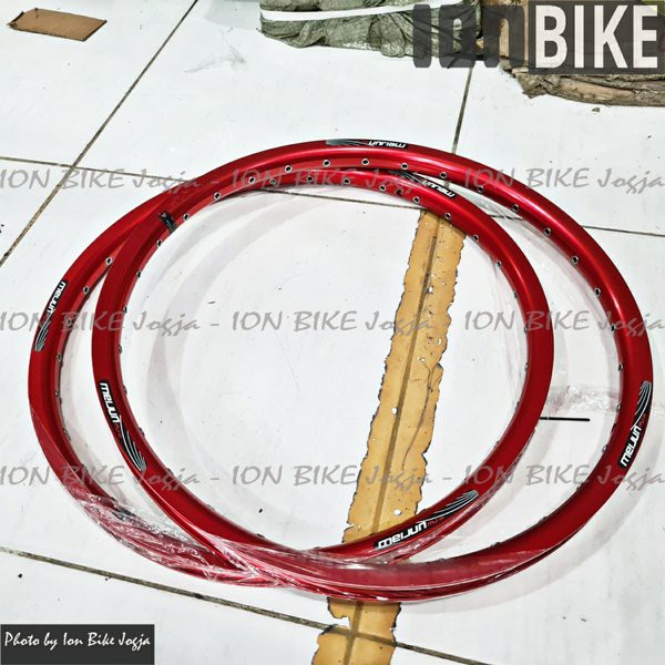 sepasang velg meijun ukuran 20 lubang 32 Hole RED - rim rims sepeda lipat 406 32H 32 H murah