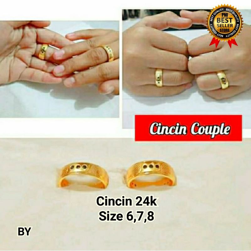 CINCIN COUPLE PRIA WANITA MEWAH BERKUALITAS LAPIS EMAS GOLD RO-27 Terbaru 2pcs