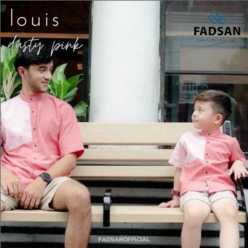 Kemeja Pria Kasual Lengan Pendek Louise Peach Series Casual Baju Atasan Couple Kapel Ayah Dan Anak L