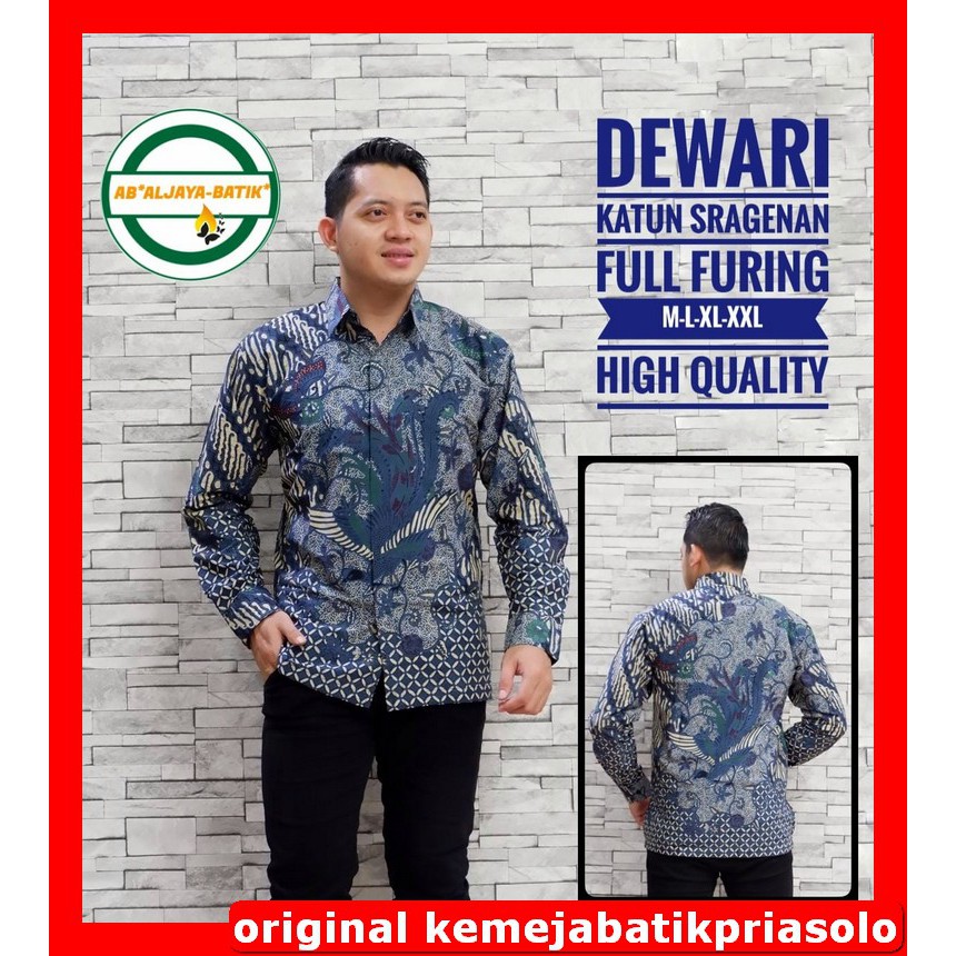 ATASAN KEMEJA BAJU BATIK PRIA SOLO LENGAN PANJANG FULL FURING PREMIUM Aljaya Dewari Sawung