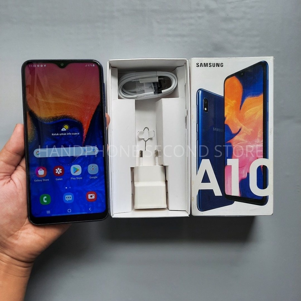 HANDPHONE SAMSUNG A10 2GB/32GB FULLSET NO HF SECOND SEKEN BEKAS MURAH