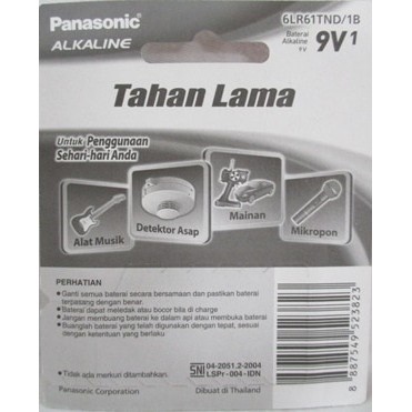 Panasonic Batere Baterei Alkaline 9 Volt Long Lasting Lebih Tahan Lama