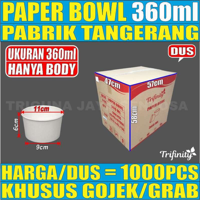 Paper Bowl 360ml Tebal Per Dus 1000pcs Mangkuk Tahan Microwave Mangkok Kertas Tahan Panas 360 ml