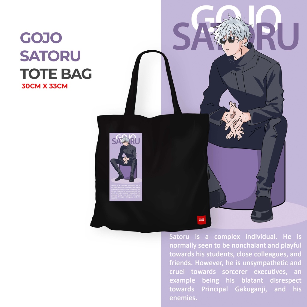 Galeri Otaku - Totebag Kanvas Jujutsu Kaisen - Toge Inumaki, Gojo Satoru, Sukuna