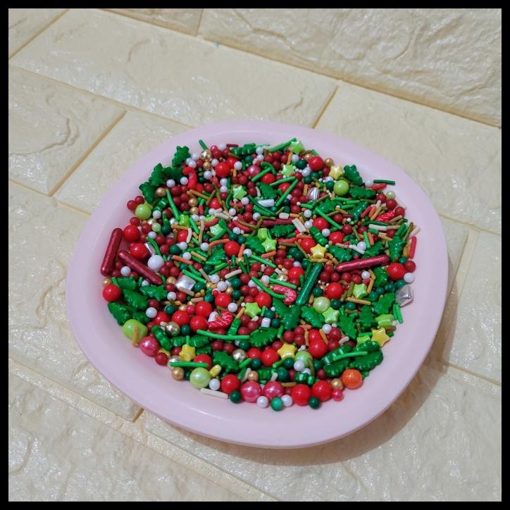 

Sprinkle Pearls Mix Warna Xmas Hiasan Kue/Cupcakes Sprinkle Natal 80Gr