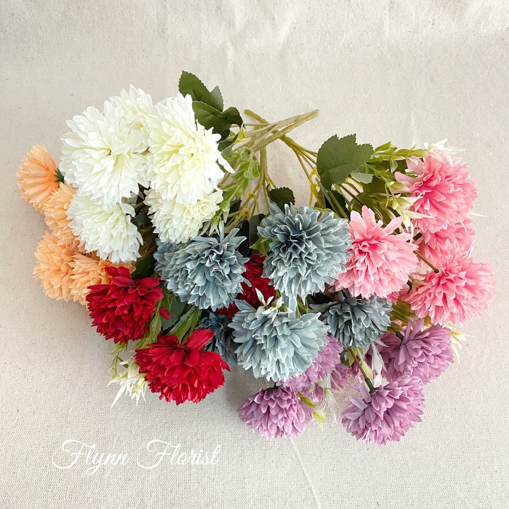 Bunga Pompom Dandelion premium  (satuan) Bunga Artificial / Bunga Plastik / Bunga Dekorasi