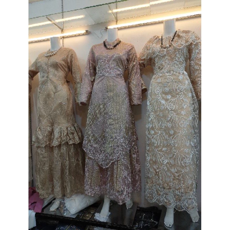 Gamis Brokat Mewah Sultan Model Slendang Kebaya Lebaran 2021