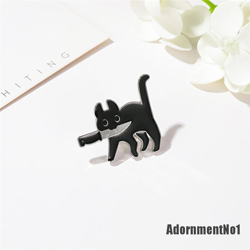 (Adornmentno1) Bros Pin Enamel Desain Kartun Kucing Hitam