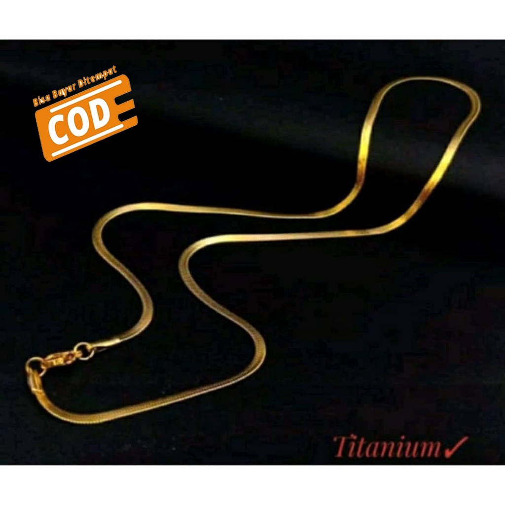 COD!! kalung titanium model casandra pipih untuk pria dan wanita