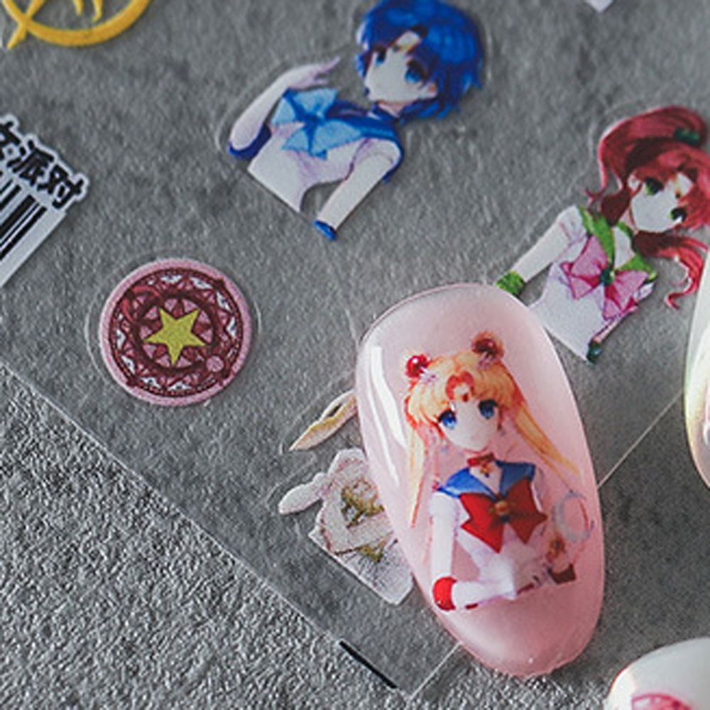 MXBEAUTY Cute Princess Nail Decals Teapot DIY Nail Art Decorations Cartoon Nail Stickers Shell Love Fashion Thin Tough Flowers Self Adhesive Manicure Accessories