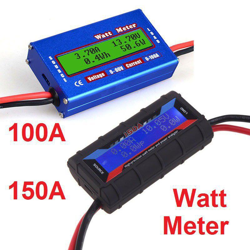 Watt Meter DC 60V 100A 150A Digital LCD Display Lipo Battery Power Analyzer WattMeter