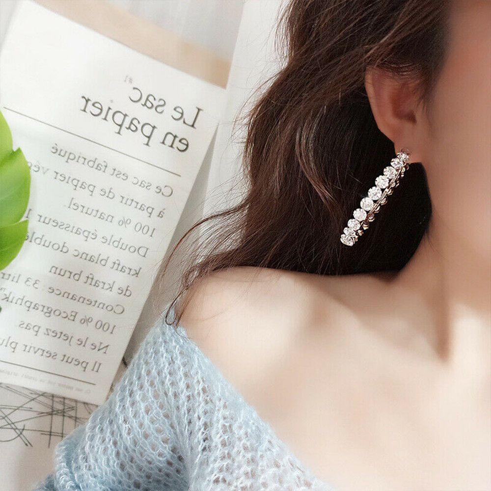 Top Anting Hoop Earrings Charm Wanita Statement Jewelry Kristal Mengkilap