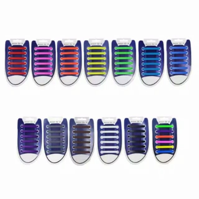 TS12 - Tali Sepatu Silikon / Tali Sepatu Karet Shoelace Silicone 1Set Isi 12Pcs