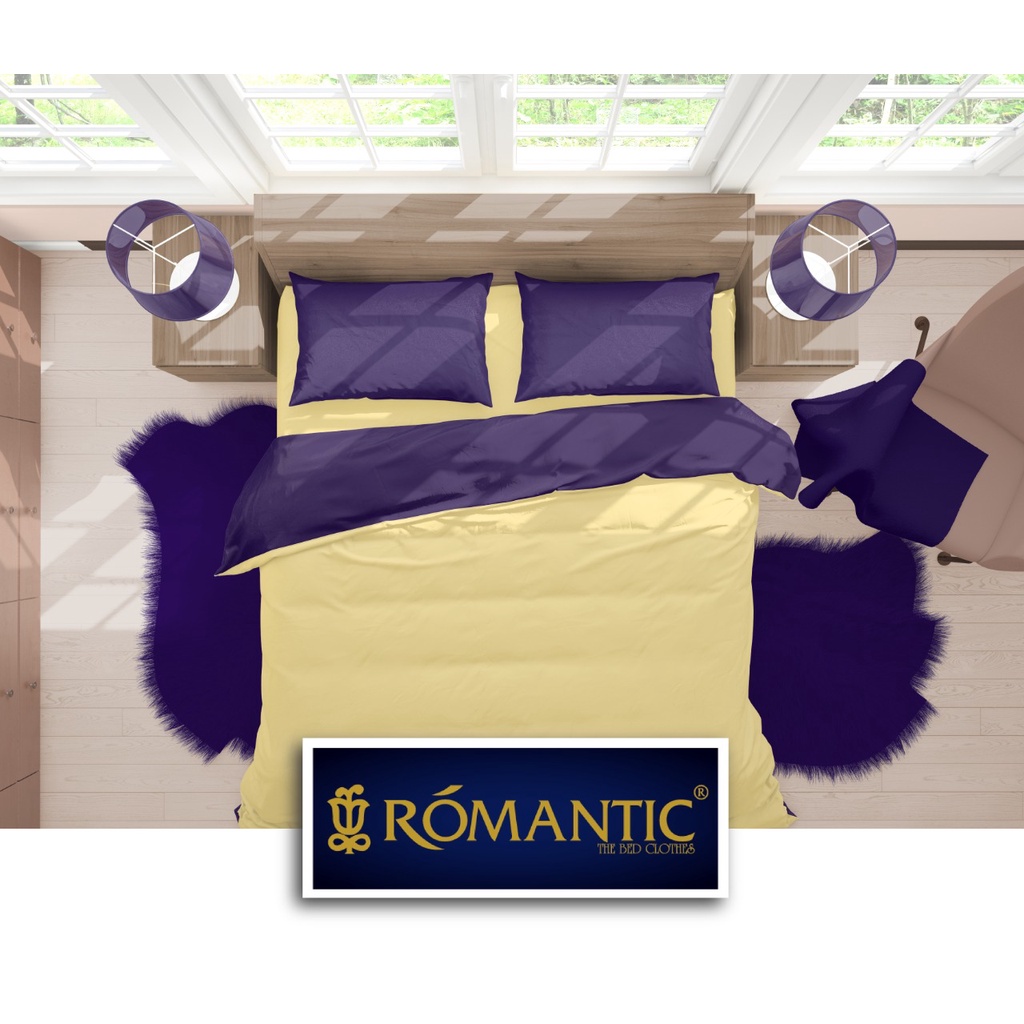 Two Tone Bedcover ROMANTIC Ungu x Kuning aesthetic Bandung