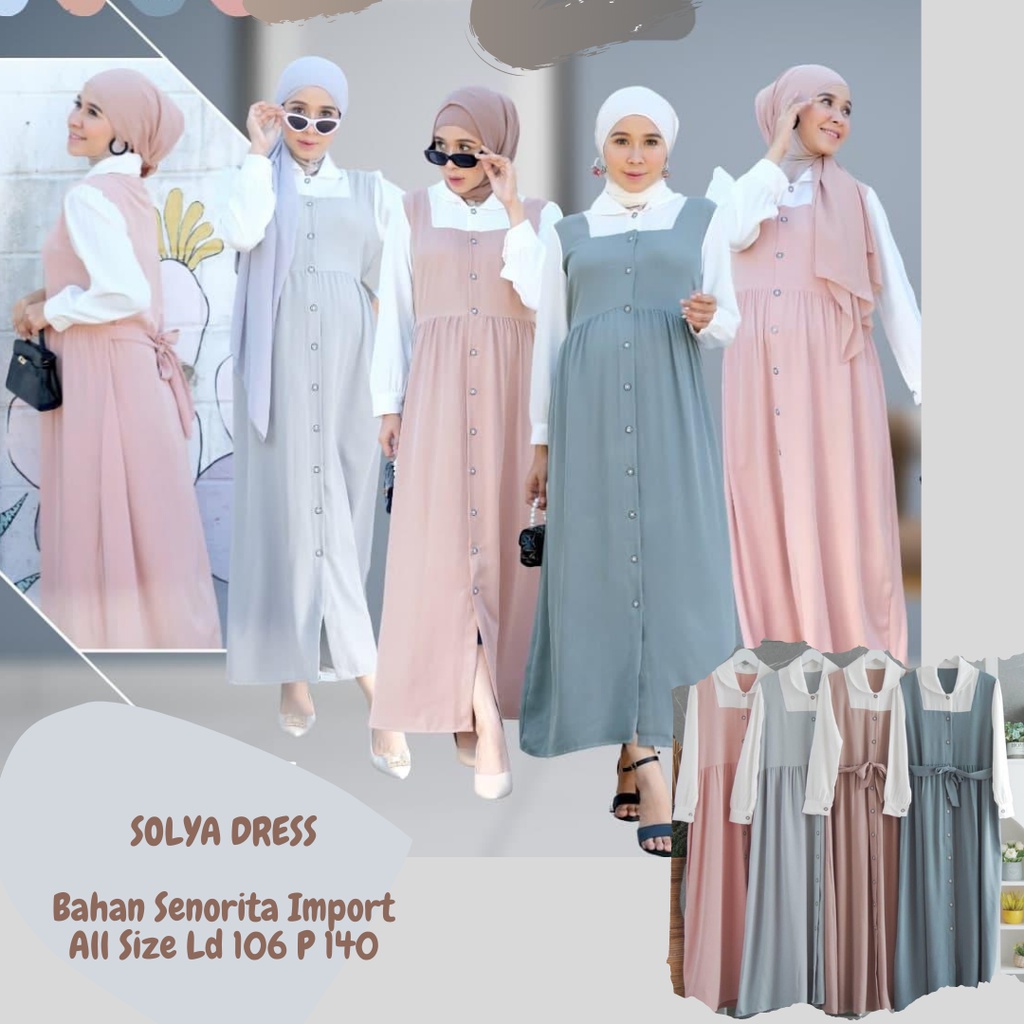 Solya Dress/Dress Ld 106/Dress Jumbo/Gamis Overall Jumbo/Gamis Bumil/Dress Busui/Dress Maternity