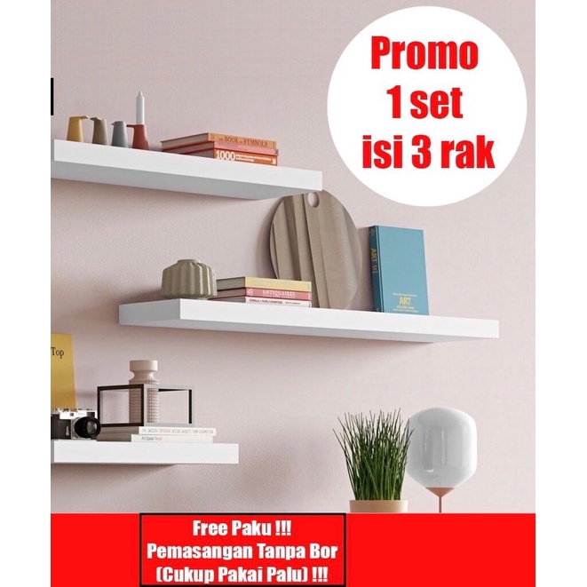 Ambalan Rak Dinding / Hiasan Dinding Serbaguna / Dekorasi Dinding Minimalis Tanpa Bor