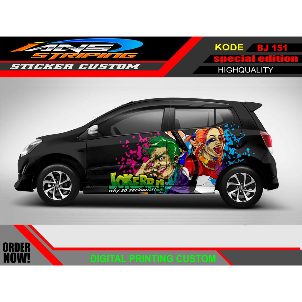 STICKER MOBIL AGYA AYLA JOKER / STICKER HONDA JAZZ / STICKER DECAL MOBIL JAZZ / DECAL STICKER MOBIL