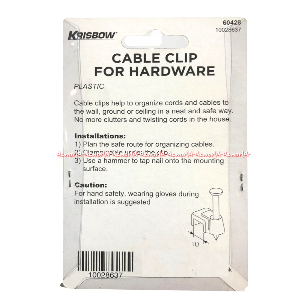 Krisbow Cable Clip For Hardware Plastic 50Pcs Paku kabel Untuk Merapikan Kabel Klip Kabel Organizer