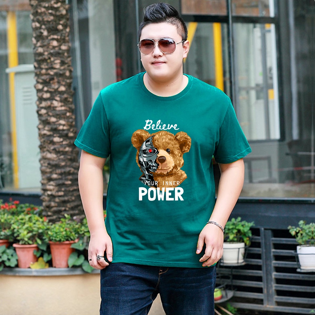 Baju Kaos Pria Jumbo Power Teddy Tshirt Bigsize XL XXL Distro DTF