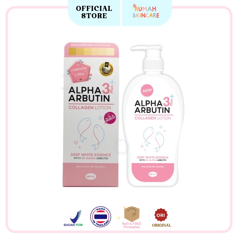 ALPHA ARBUTIN 3 Plus Collagen Whitening Lotion, Hand Body / Lotion Pemutih Badan Ampuh 500ml Precious Skin