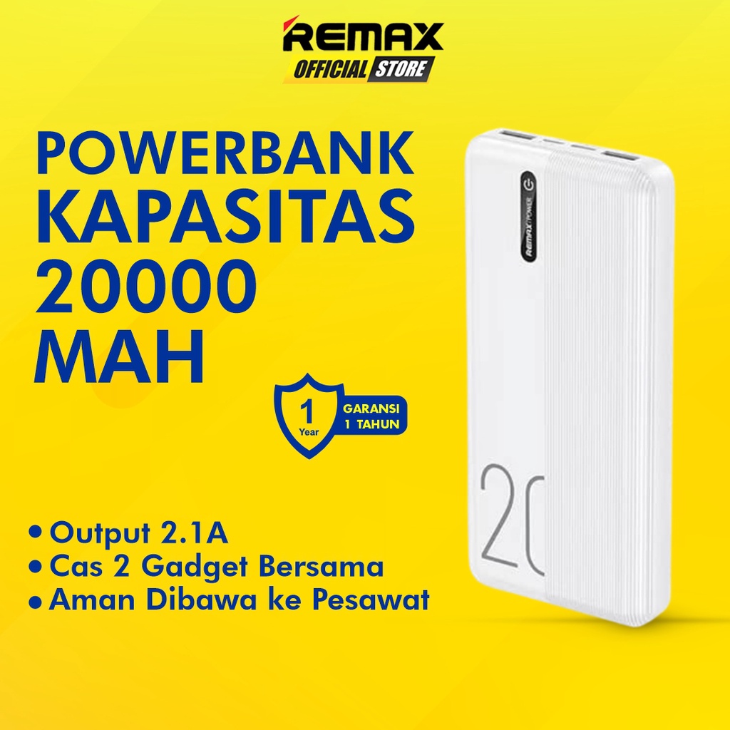 Remax Landon Power Bank 20000mAh Slim 2.1A Dual Port USB RPP-296