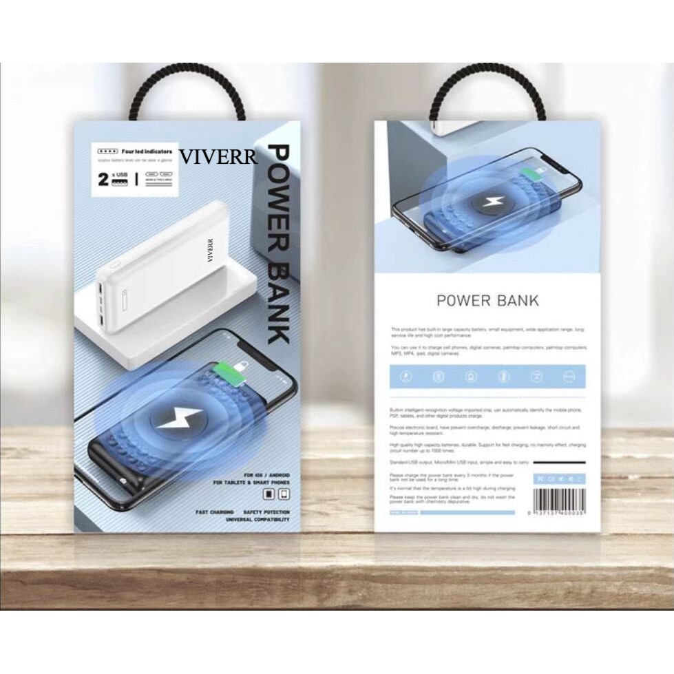 VIVERR WERELESS CHARGING  Powerbank Viverr 22.000 Mah Dual Usb With Wereless Charging garansi 1 tahu