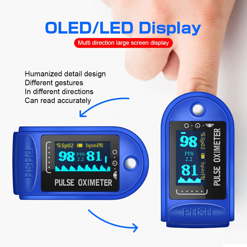 ABCMASK Alat Pengukur Detak Jantung Kadar Oksigen Fingertip Pulse Oximeter - White/Blue