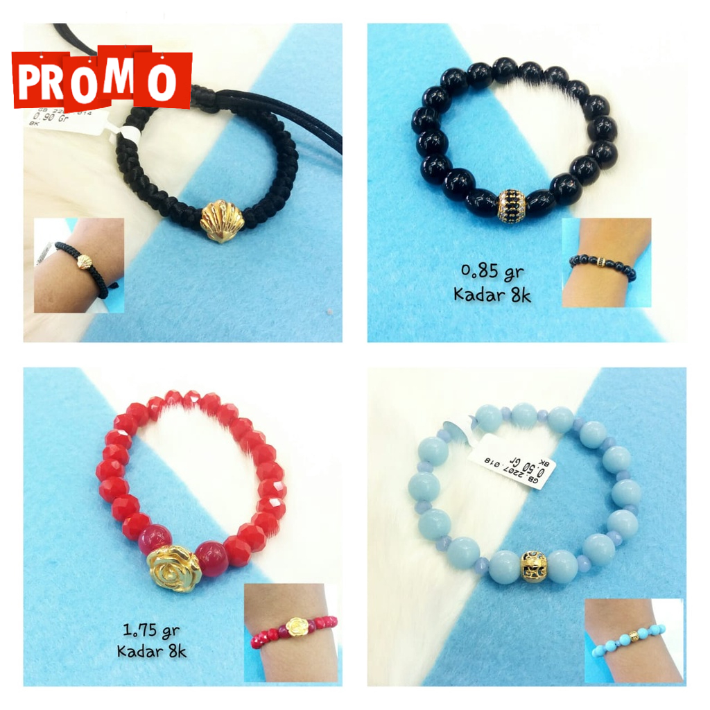 Gelang batu promo cocok untuk kado kadar 375/8k fashion