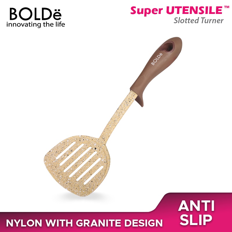 Super UTENSILE BOLDe Granite Series Slotted Turner Beige