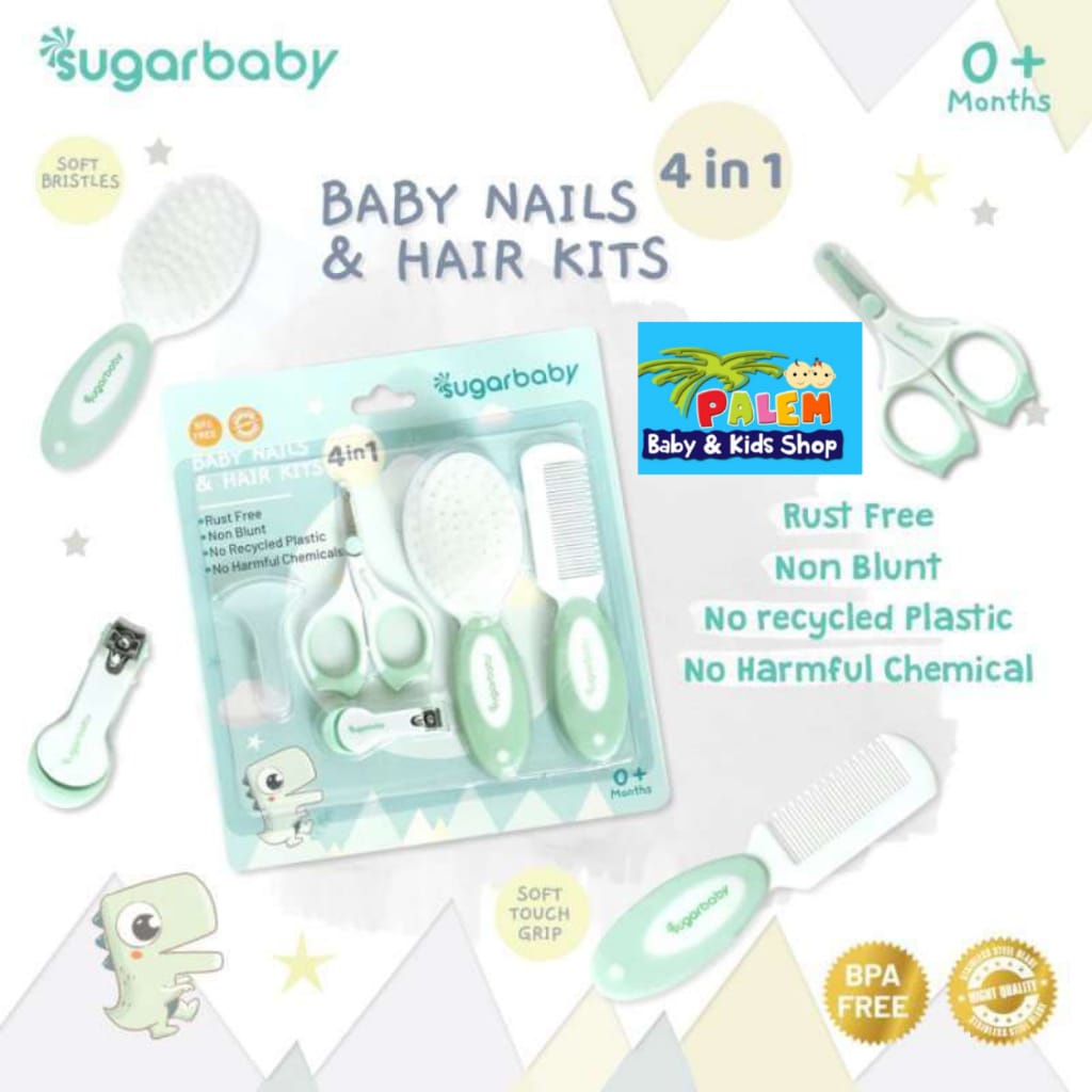 Sugar baby 4in1 Baby Nail &amp; Hair Kits (Perlengkapan Perawatan Kuku dan Rambut Bayi 4in1)