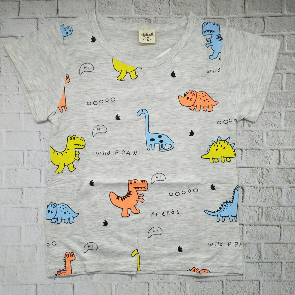 kaos anak laki laki unisex murah usia 1-5thn 100% import gambar dinosaurus - PPAW TSHU03