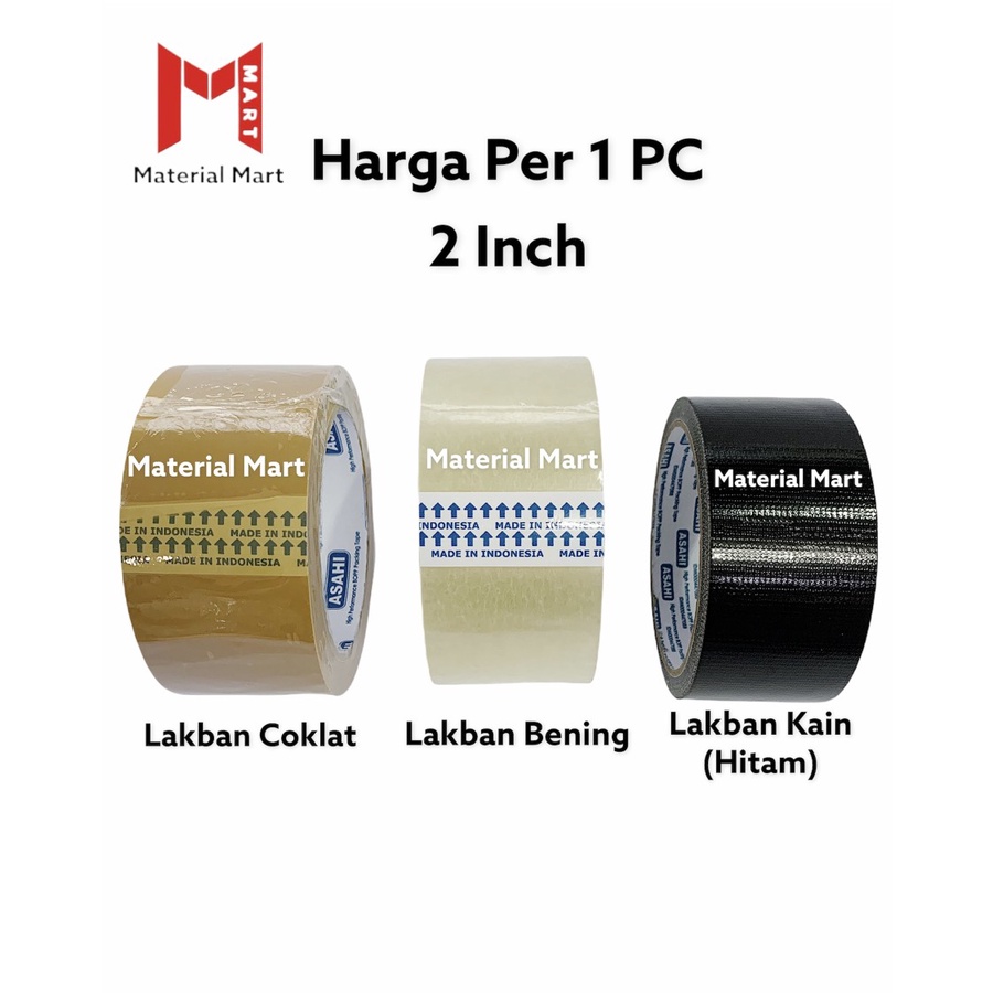 Lakban Bening 2 Inch | Plakban Coklat | Lakban Kain 2&quot; | Cloth Tape ORI | Material Mart