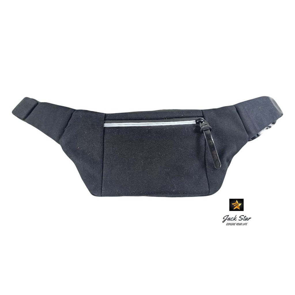 Waistbag Kanvas Black Waistbag Pria Original Bagley Jackstar Tas Pinggang Pria Jackstar Kanvas