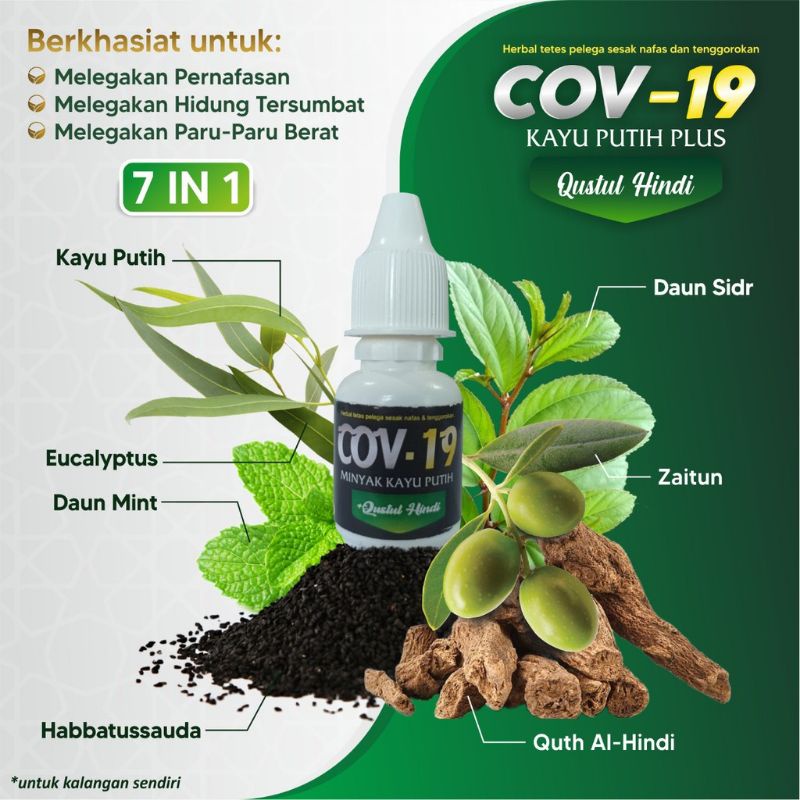 Cov-19 Minyak Kayu Putih Plus Qusthul Hindi 7 in 1