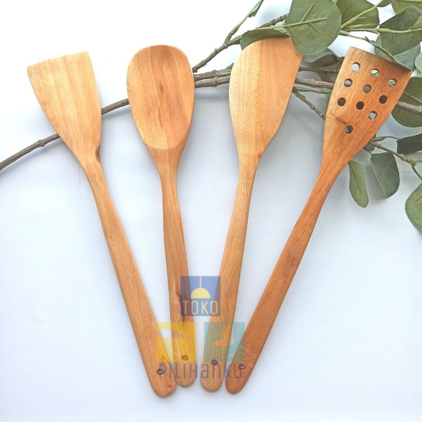 Peralatan Masak Kayu Spatula Sendok Sutil Sudip Sodet Masak Dapur Rumah Prop Foto Makanan 1pcs