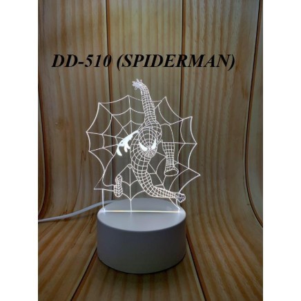 Lampu Tidur Hias Spiderman / Lampu Tidur 3D Transparan Akrilik 3 Warna
