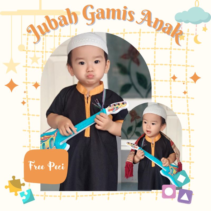 Koko Kurta Instan Anak Seri Arba Hitam Lis Coklat Emas Gold Anak Bayi Balita Lahir Gamko Aqiqoh coup