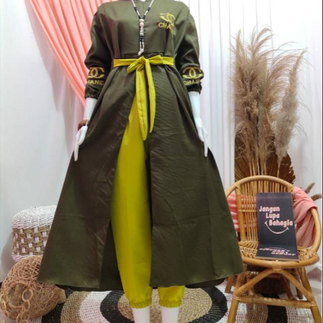 Gamis setelan celana chanell