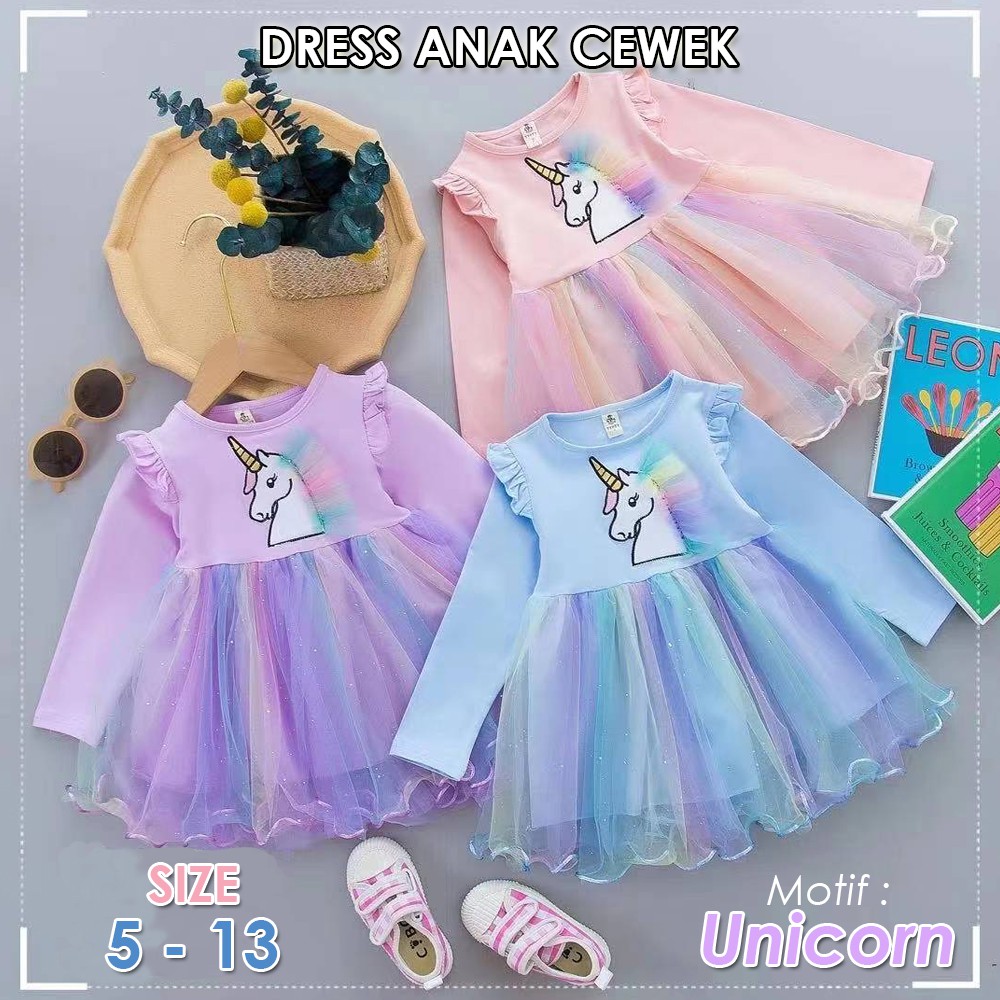 Dress Bayi 6-24 bulan Frozen Elsa Sofia Unicorn kostum gaun bayi CEWEK baju princess tutu tile lebaran anak