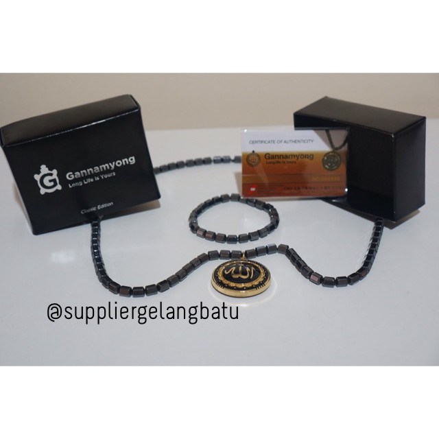 PROMO Kalung magnetic LAFAZ ALLAH GOLD GANNAMYONG bersertifikat ktp alat terapi biomagnetik sehat