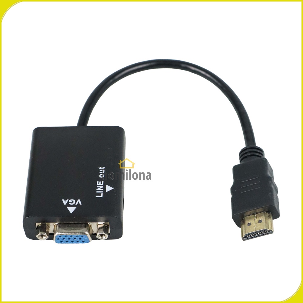 Kabel Adapter HDMI ke VGA Female Dengan Port Audio - Taffware HD008 - Black